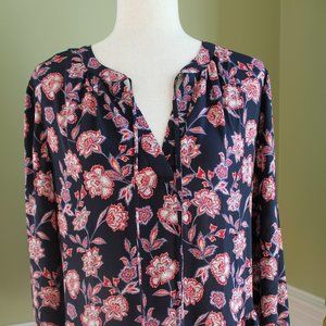 Loft Floral Mixed Media Long Sleeve Blouse